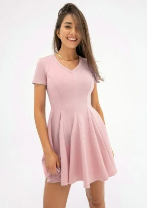Lila - Powder pink mini flared dress