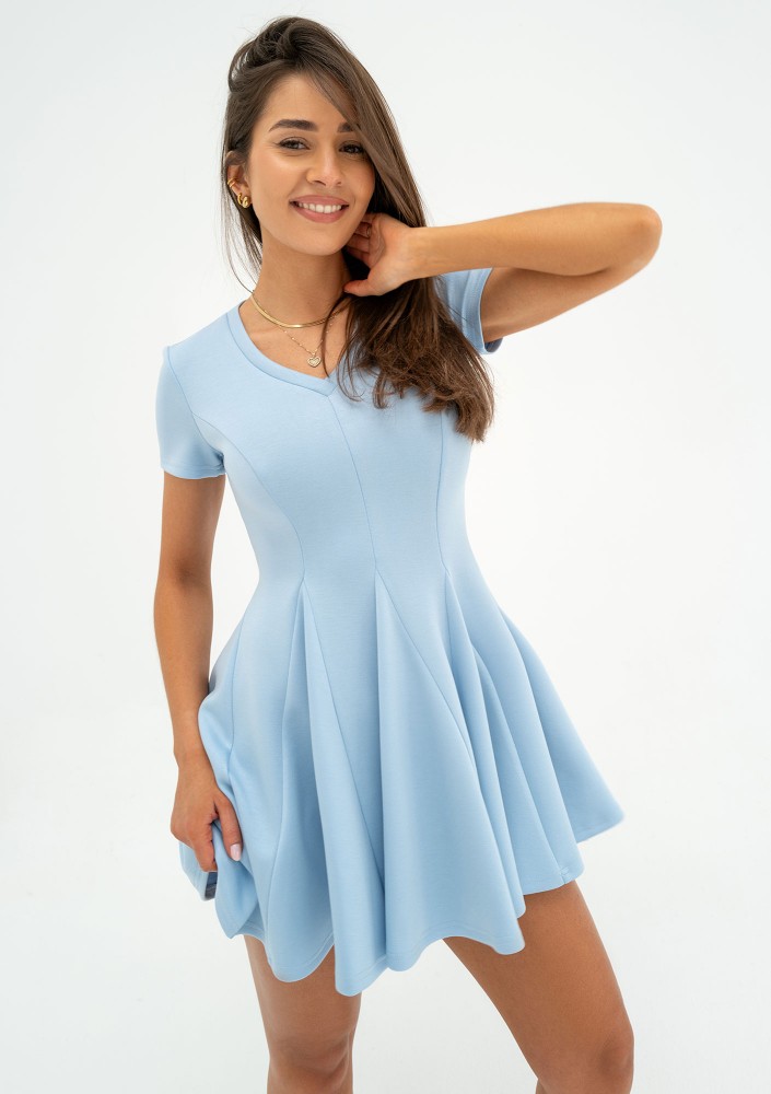 Lila - Light blue mini flared dress