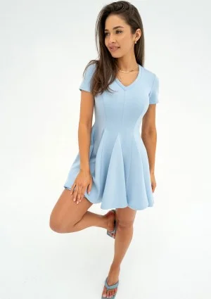 Lila - Light blue mini flared dress