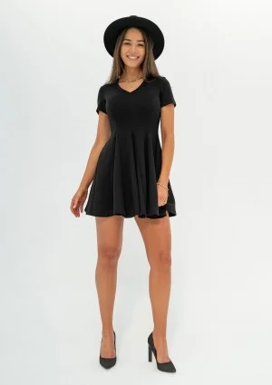 Lila - Black mini flared dress