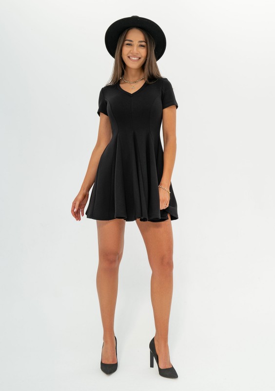 Lila - Black mini flared dress