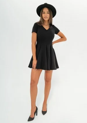 Lila - Black mini flared dress