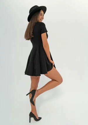 Lila - Black mini flared dress