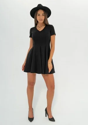 Lila - Black mini flared dress