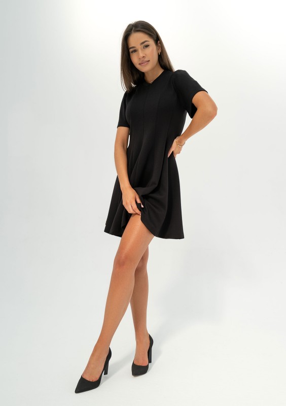 Nela - Black mini flared dress
