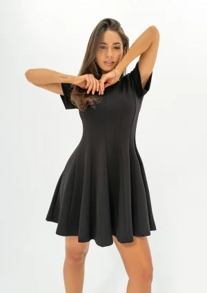 Nela - Black mini flared dress