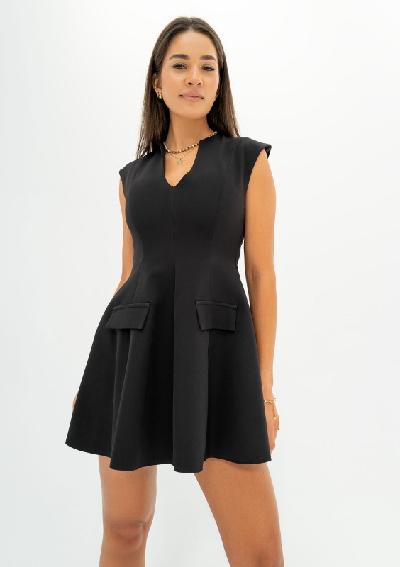 Lilli - Black mini flared dress
