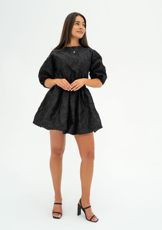 Catie - Black openwork mini dress