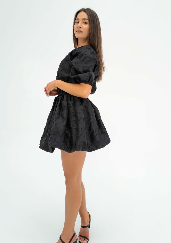 Catie - Black openwork mini dress