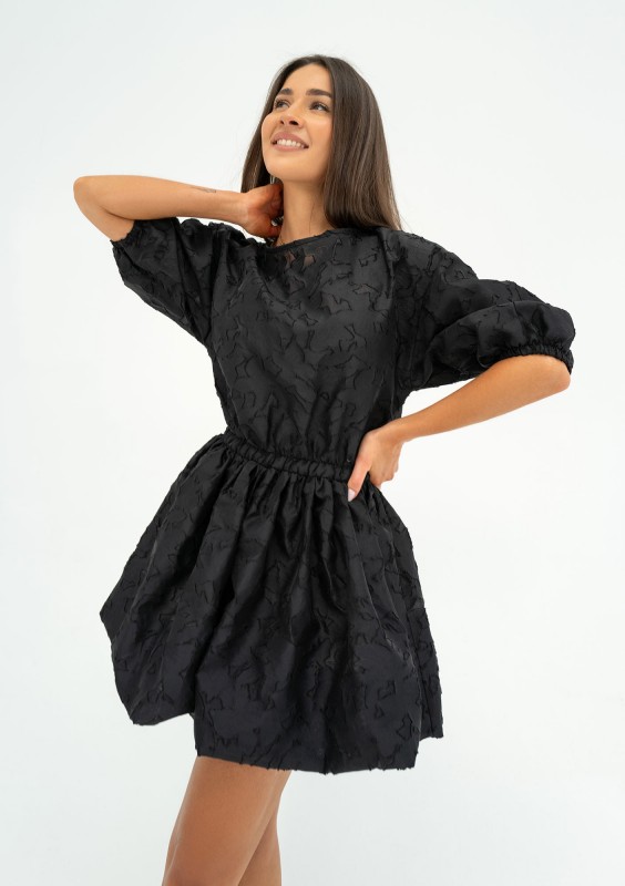 Catie - Black openwork mini dress