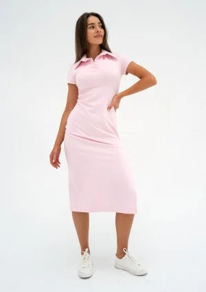 Leesa - Powder pink collared midi dress