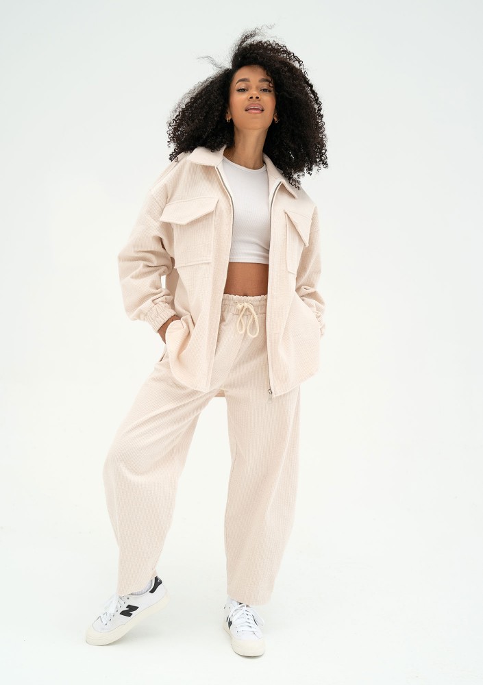 Cord - Ecru curduroy trousers