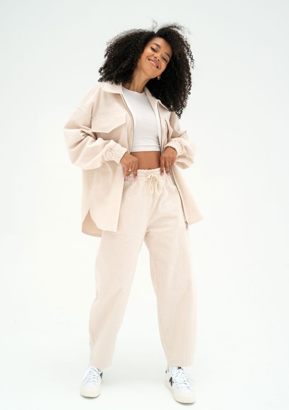 Cord - Ecru curduroy trousers