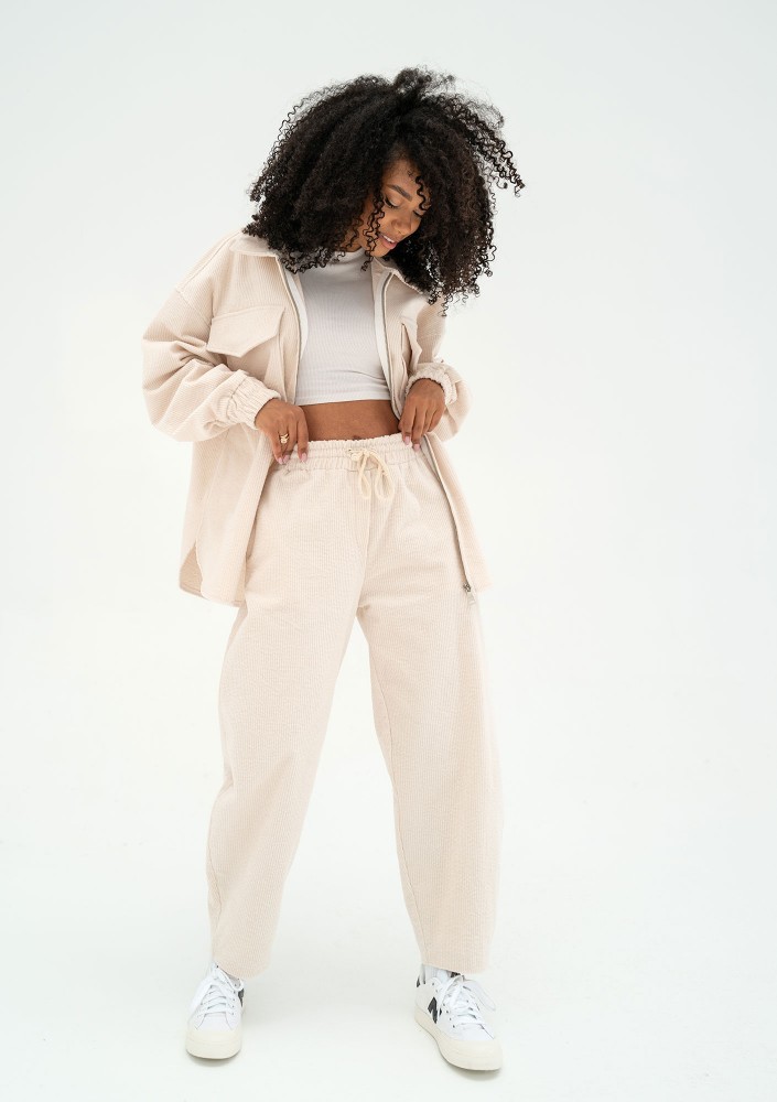 Cord - Ecru curduroy trousers