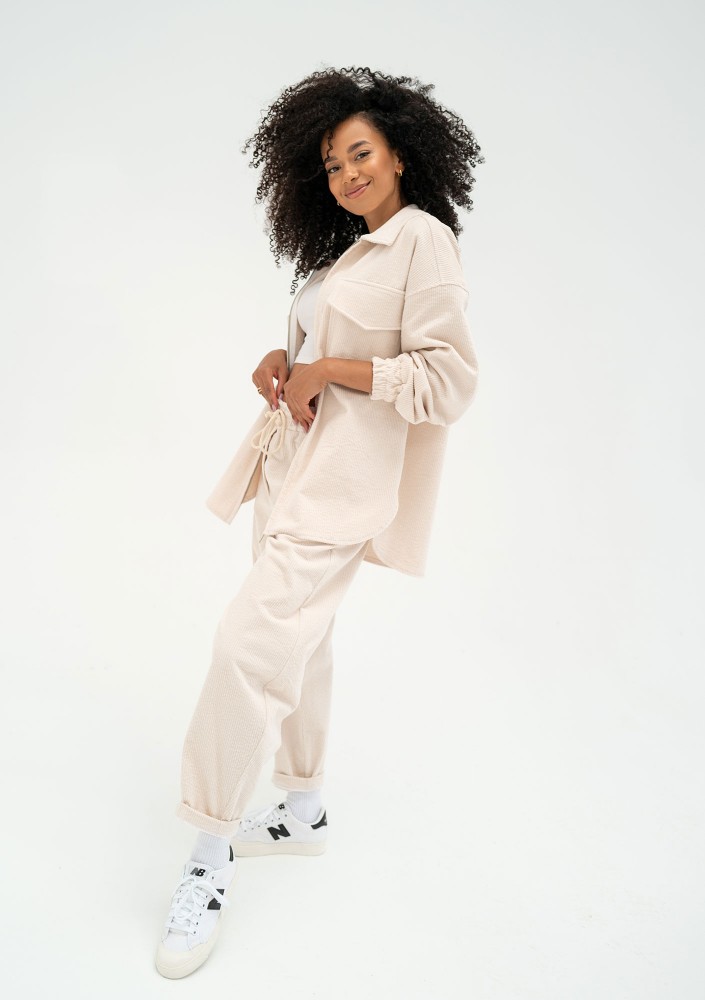 Cord - Ecru curduroy trousers