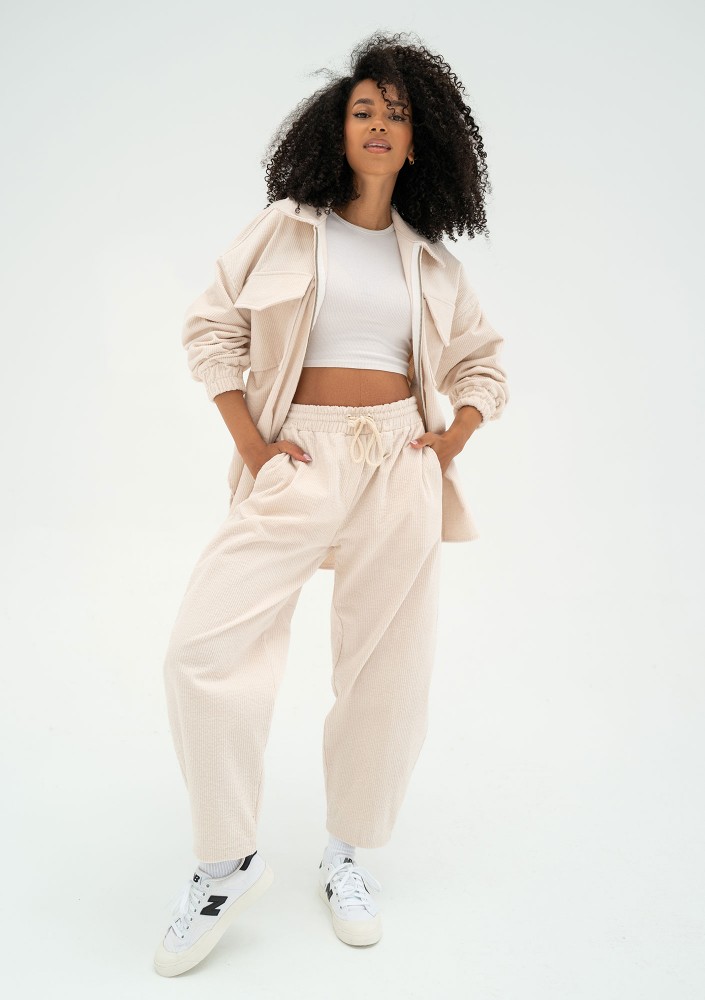 Cord - Ecru curduroy trousers