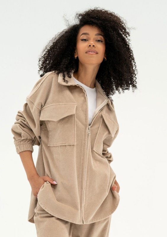 Cord - Kurtka ze sztruksu Beżowa