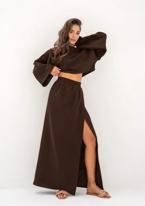 Terea - Brown muslin maxi skirt