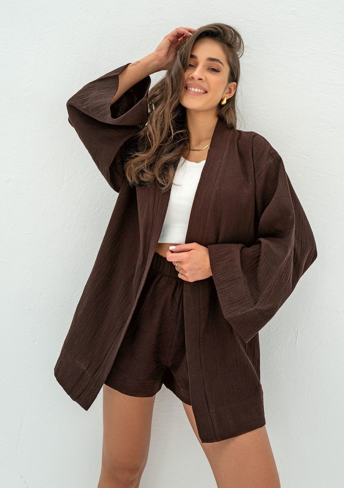 Pavla - Brown muslin shorts