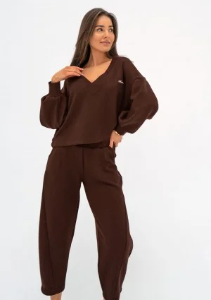 Ollie - Spodnie dresowe z dzianiny soft Brown