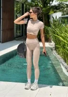 Hi Pure - Legginsy prążkowane Beige