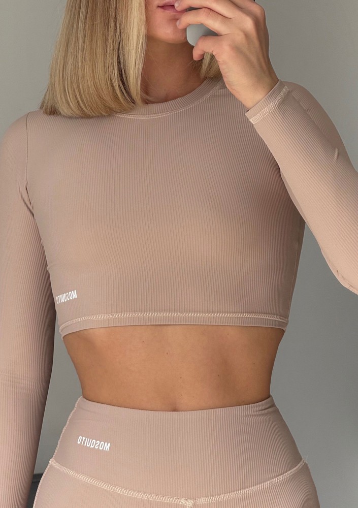 Pure Long - Short beige pinstriped top