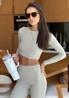 Pure Long - Top prążkowany Pistachio