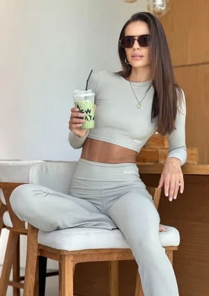 Pure Long - Short pistachio pinstriped top