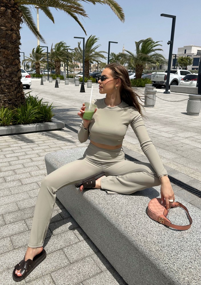 Pure Long - Short pistachio pinstriped top