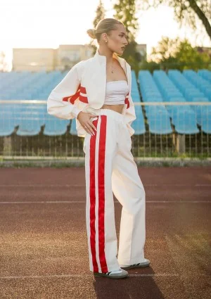 Ryder - Ecru pants with stripes