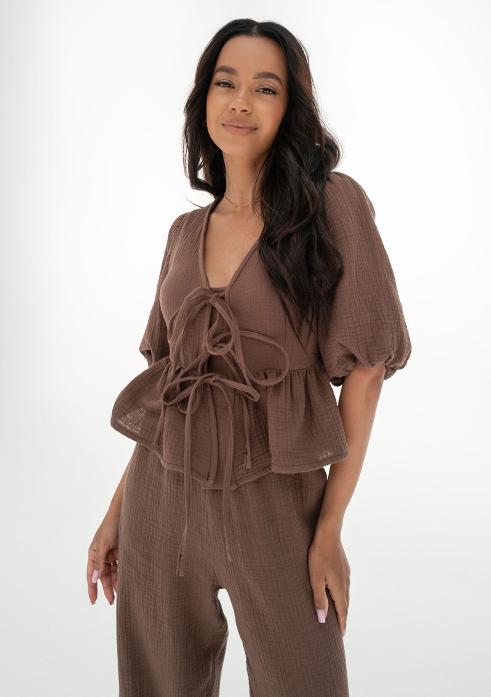 Juliet - Brown muslin blouse