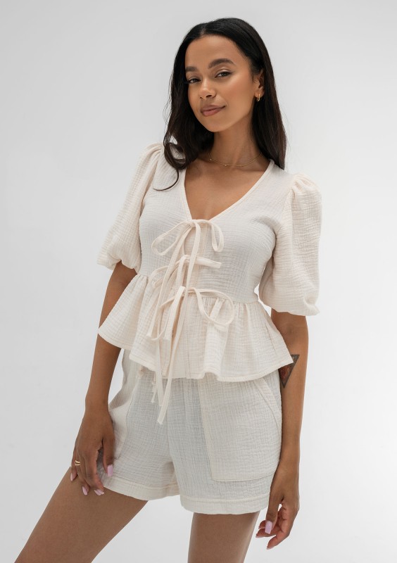 Sammi - Creamy muslin shorts