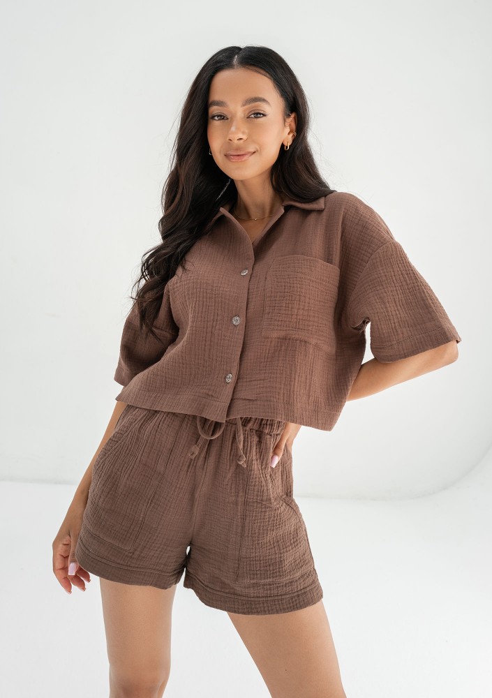 Sammi - Brown muslin shorts