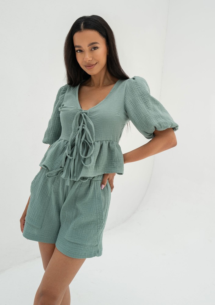 Sammi - Minty muslin shorts
