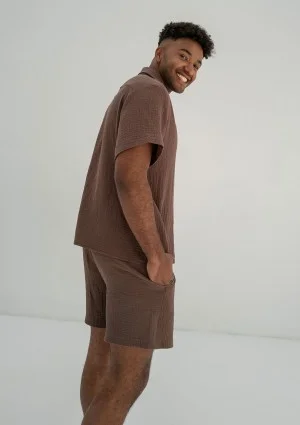 Zaco - Men's brown muslin shorts