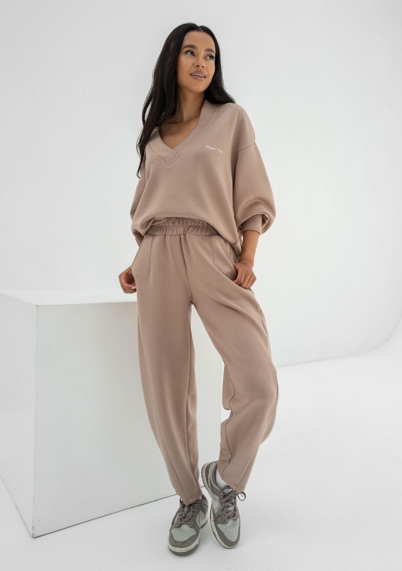 Ollie - Spodnie dresowe z dzianiny soft Latte