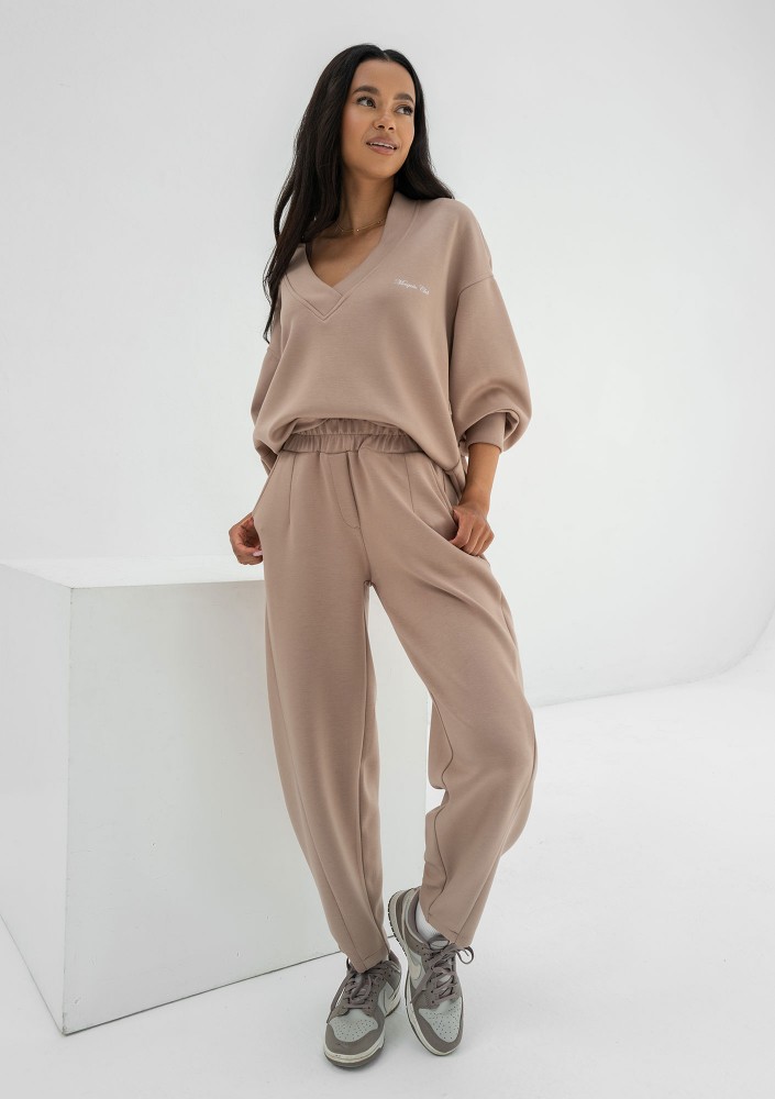 Ollie - Spodnie dresowe z dzianiny soft Latte