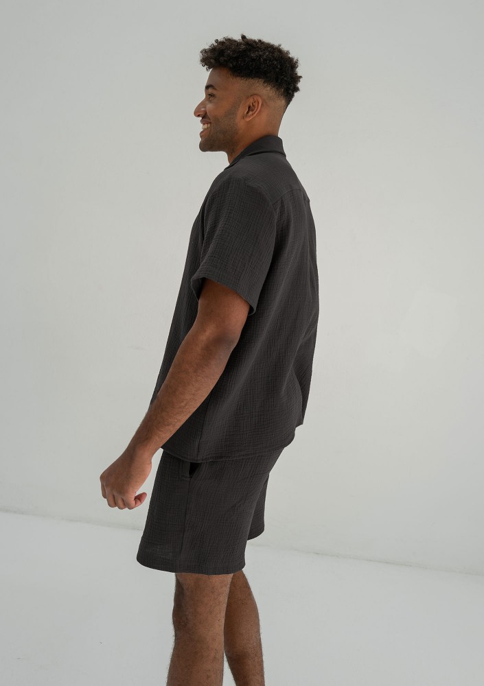Zaco - Men's black muslin shorts