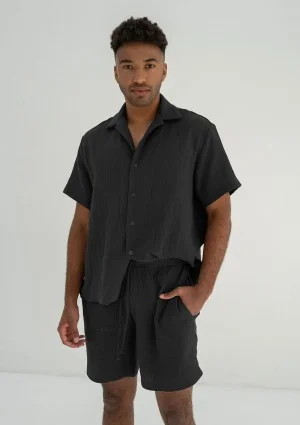 Zaco - Men's black muslin shorts