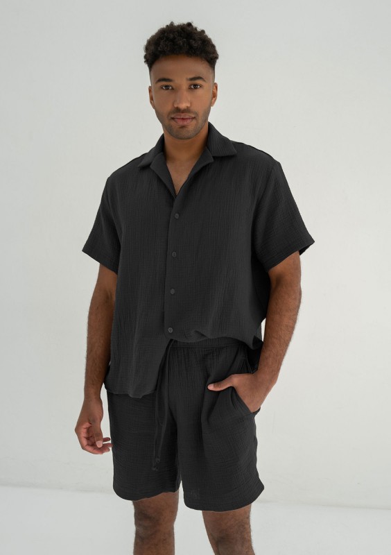 Zaco - Men's black muslin shorts