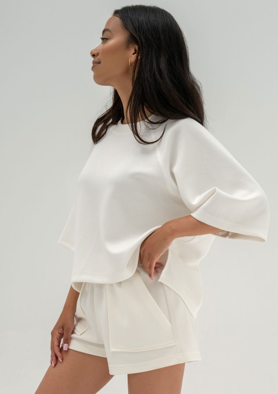 Jess - Ecru soft sweatshorts