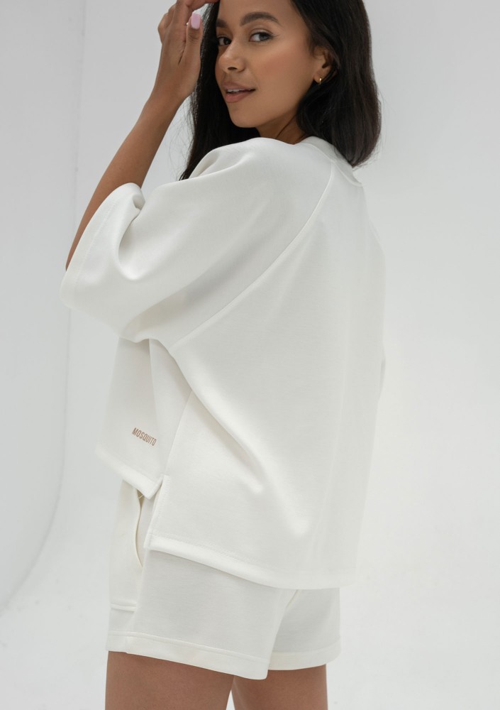 Jess - Bluza dzianinowa z krótkim rękawem Ecru