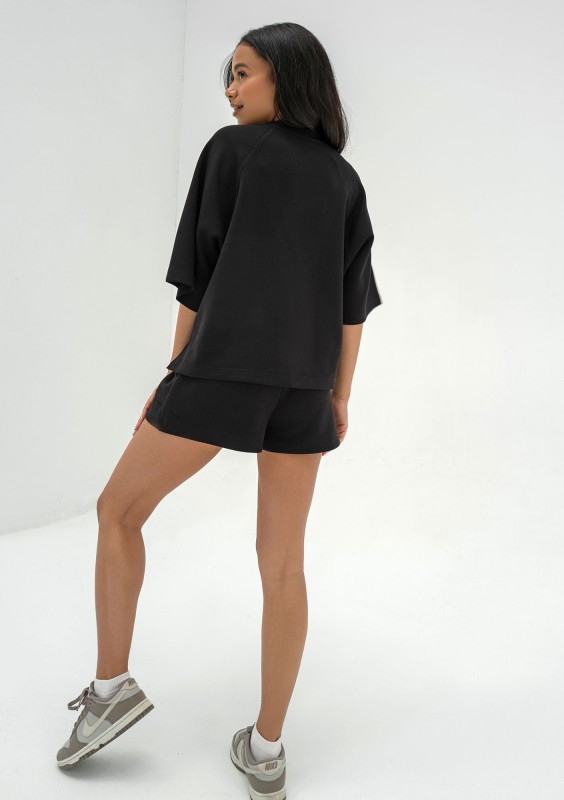 Jess - Szorty dzianinowe soft z kieszeniami Black