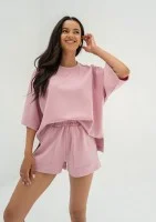 Jess - Bluza z dzianiny soft z krótkim rękawem Pink