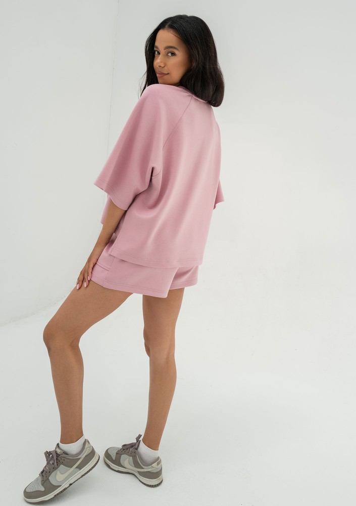 Jess - Bluza z dzianiny soft z krótkim rękawem Pink