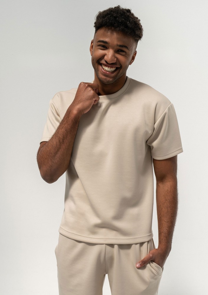 Boyd - Men's beige soft T-shirt