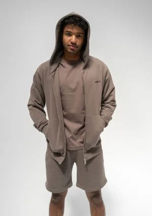 Pure - Men's savannah tan brown zipped hoodie