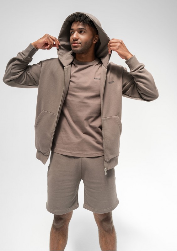 Pure - Men's savannah tan brown zipped hoodie