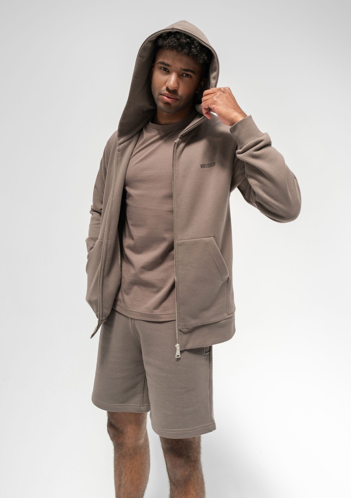 Pure - Men's savannah tan brown zipped hoodie