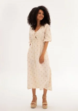 Liliane - Creamy floral muslin midi dress